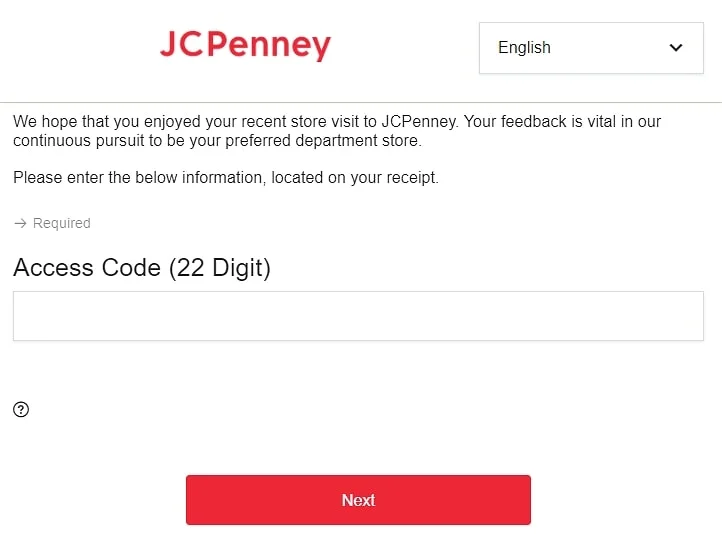 JCPenney.Com/Survey Homepage